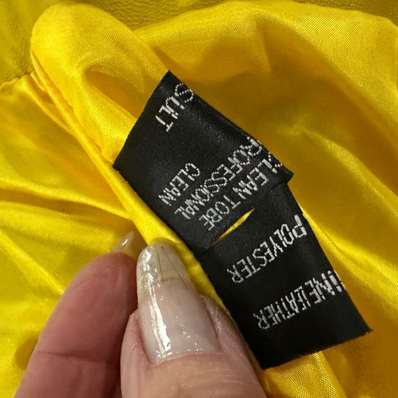 Yellow bright genuine Leather Jacket - Picture 5 of 10